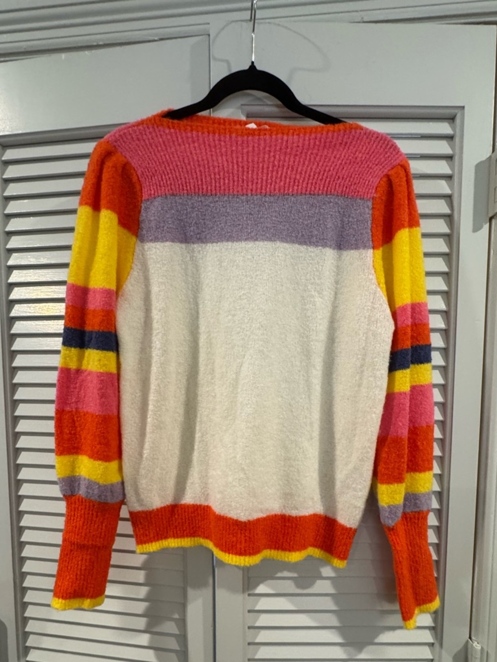 THML Colorblock Crewneck Sweater in Cream, Orange, Pink & Yellow